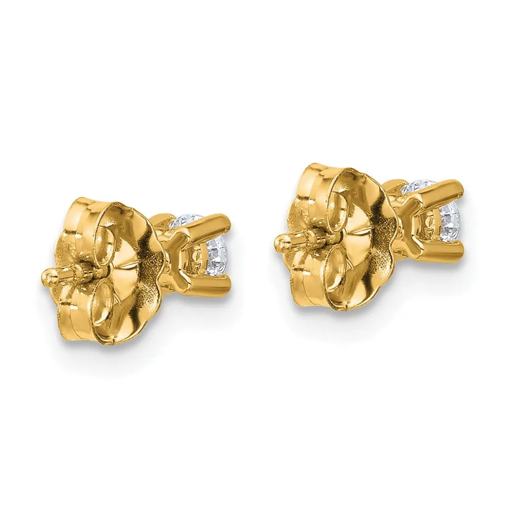 1/4 ct Round Cut Lab Grown Diamond Stud Earrings 14k Yellow Gold VS, D-E