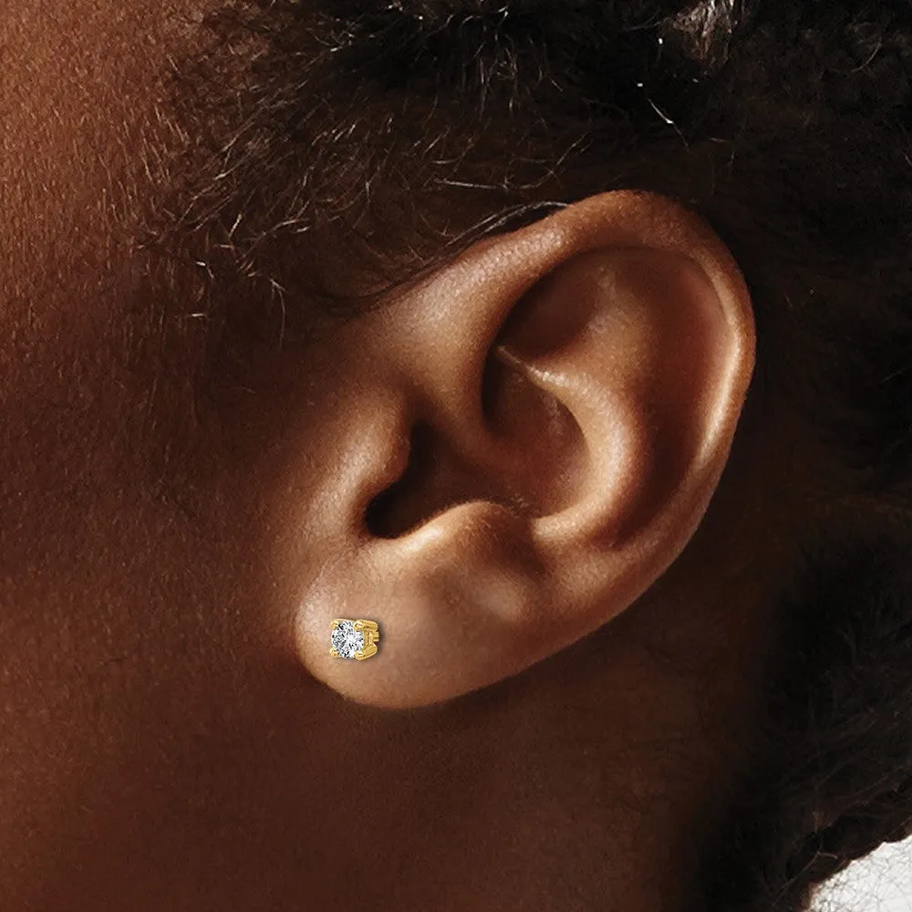 1/4 ct Round Cut Lab Grown Diamond Stud Earrings 14k Yellow Gold VS, D-E