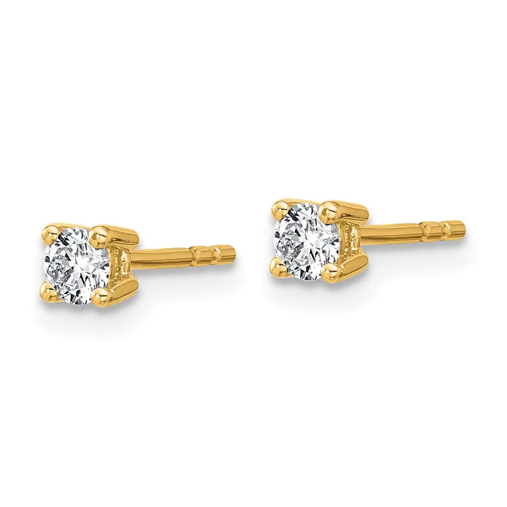1/4 ct Round Cut Lab Grown Diamond Stud Earrings 14k Yellow Gold VS, D-E