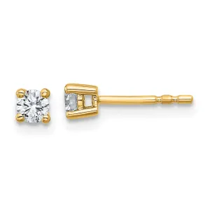 1/4 ct Round Cut Lab Grown Diamond Stud Earrings 14k Yellow Gold VS, D-E