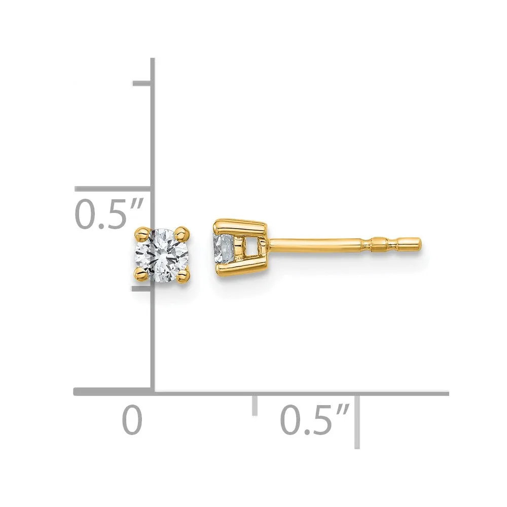 1/4 ct Round Cut Lab Grown Diamond Stud Earrings 14k Yellow Gold VS, D-E