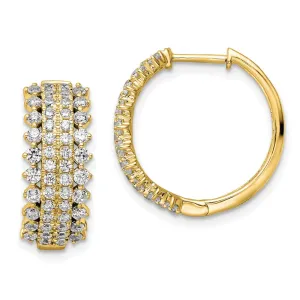 14k Gold 1 1/2 ct Lab Grown Diamond Hinged Hoop Earrings VS Clarity, G-H Color