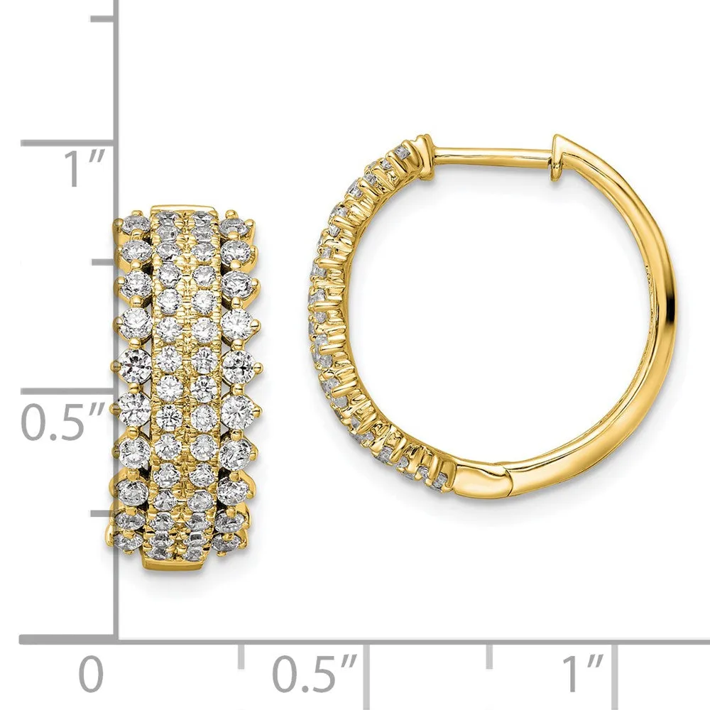 14k Gold 1 1/2 ct Lab Grown Diamond Hinged Hoop Earrings VS Clarity, G-H Color