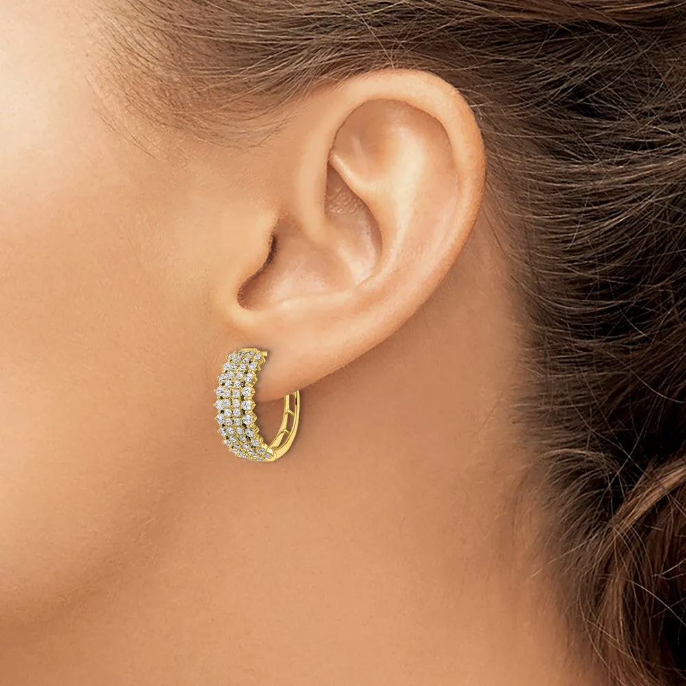 14k Gold 1 1/2 ct Lab Grown Diamond Hinged Hoop Earrings VS Clarity, G-H Color