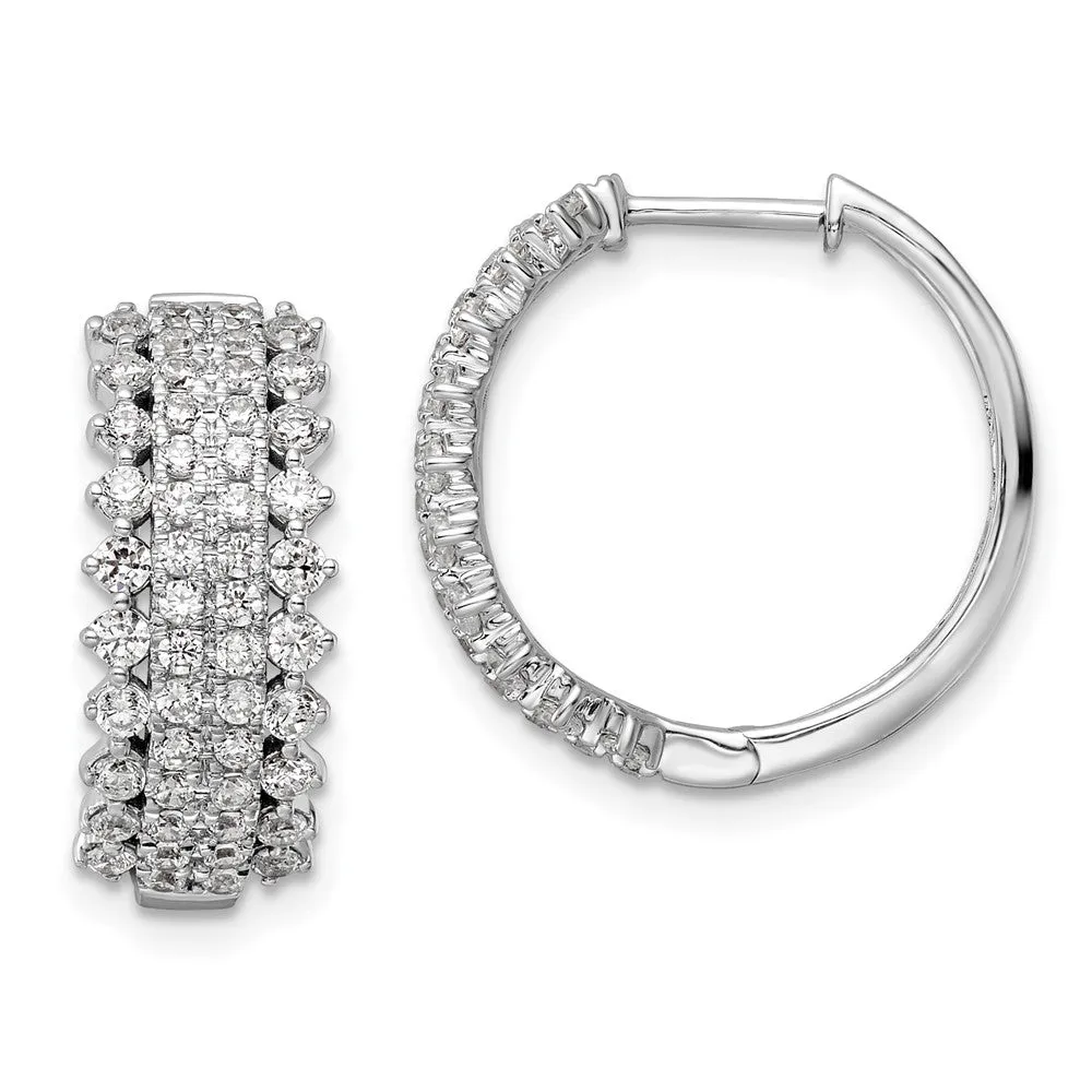 14k Gold 1 1/2 ct Lab Grown Diamond Hinged Hoop Earrings VS Clarity, G-H Color