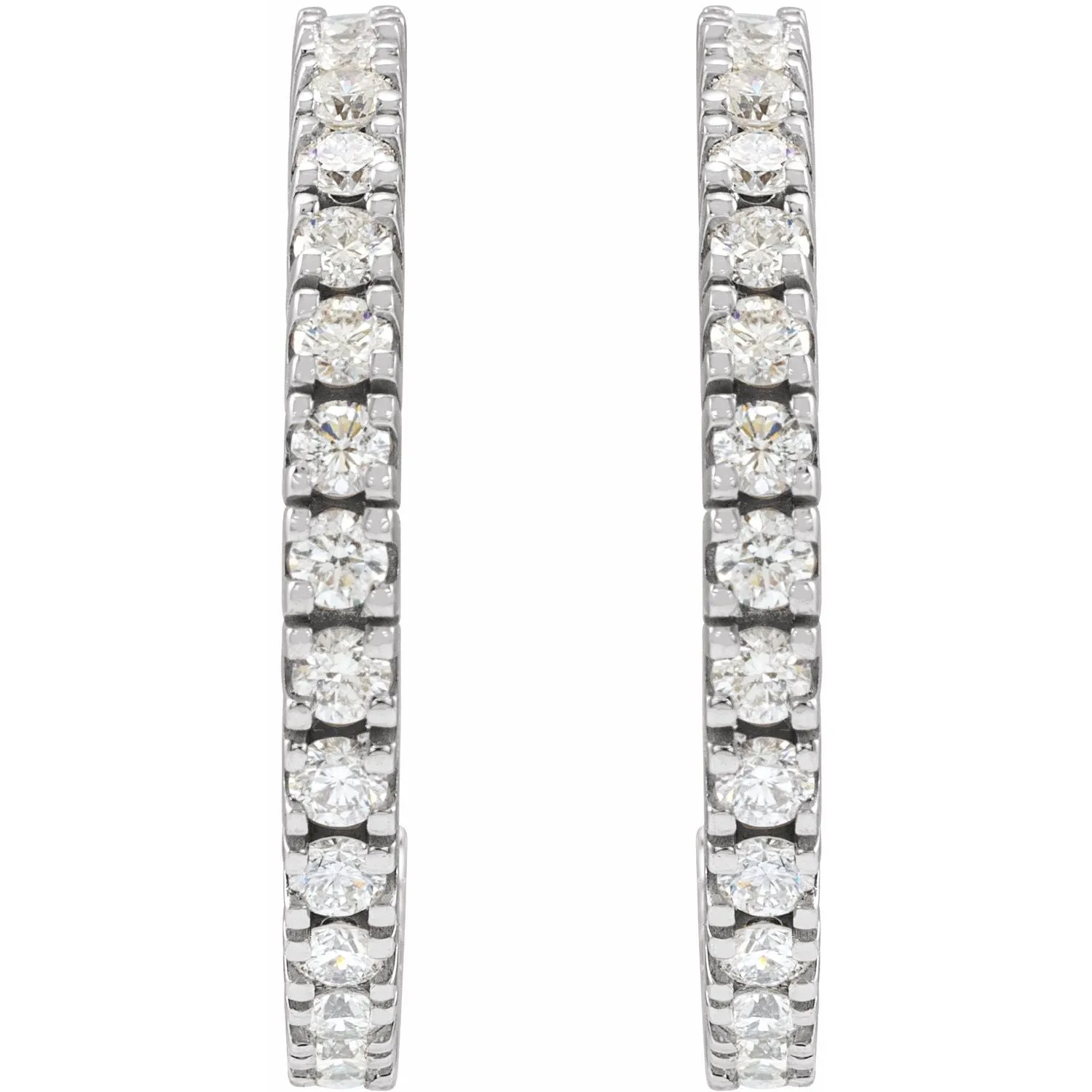 14K Gold 1 5/8ct Lab-Grown Diamond Hoop Earrings Clarity SI, Color G-H