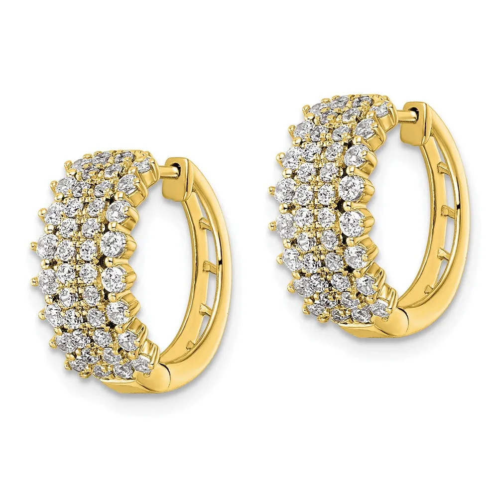 14k Gold 1 ct Lab Grown Diamond Hinged Hoop Earrings VS Clarity, G-H Color