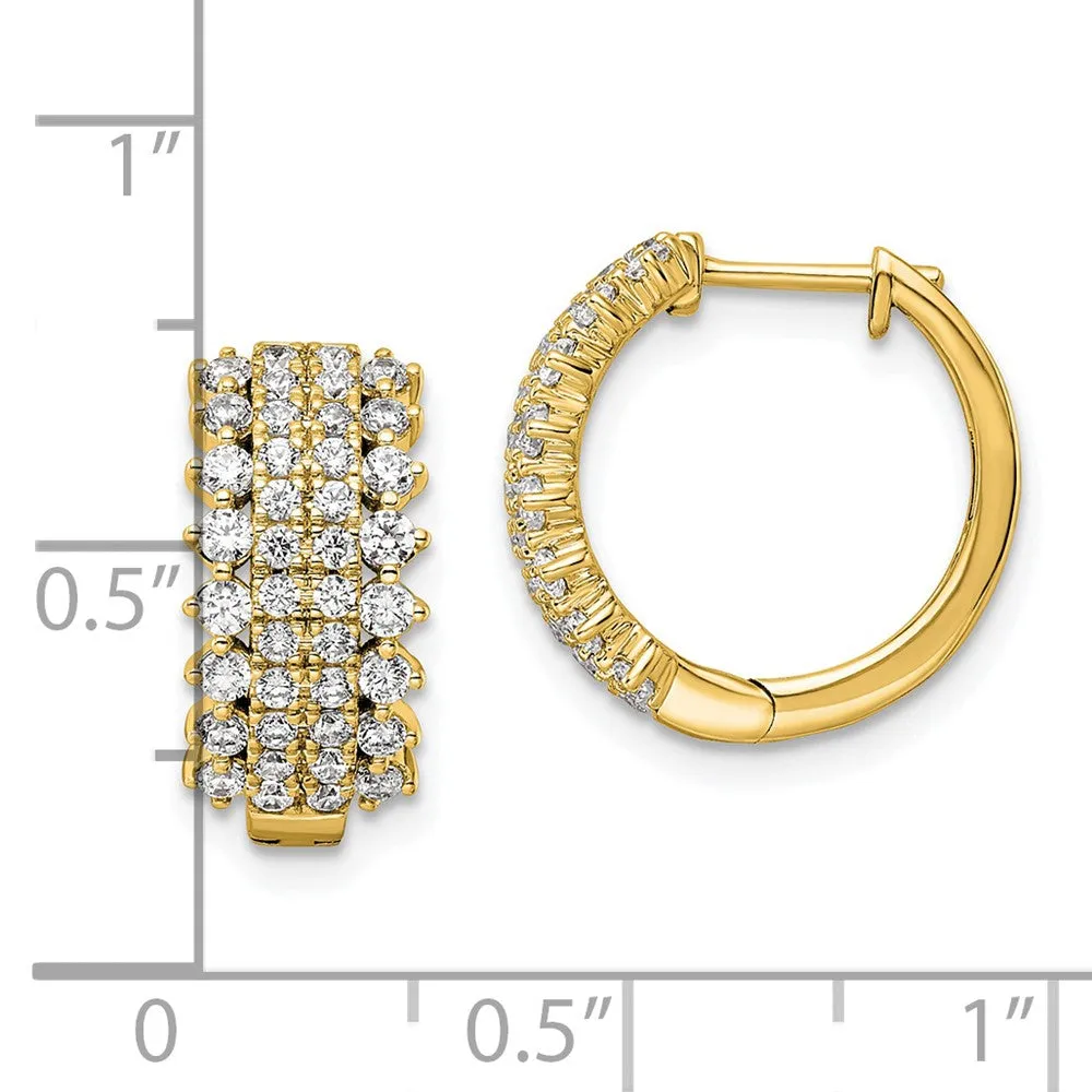 14k Gold 1 ct Lab Grown Diamond Hinged Hoop Earrings VS Clarity, G-H Color
