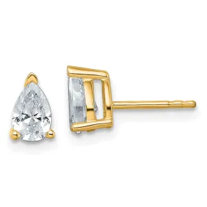 14k Gold 1 ct Pear Lab Grown Diamond Stud Earrings VS Clarity, G-H Color