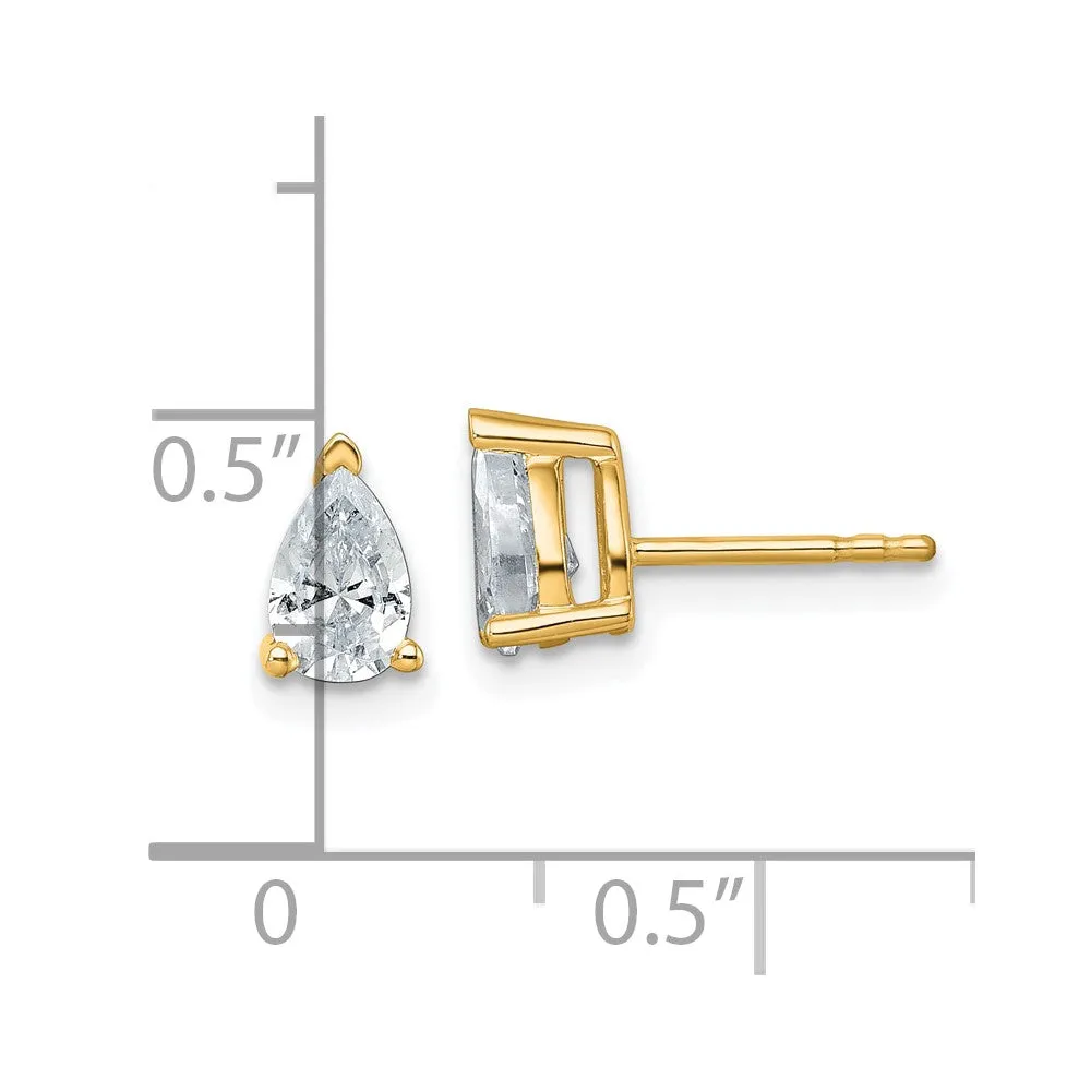 14k Gold 1 ct Pear Lab Grown Diamond Stud Earrings VS Clarity, G-H Color