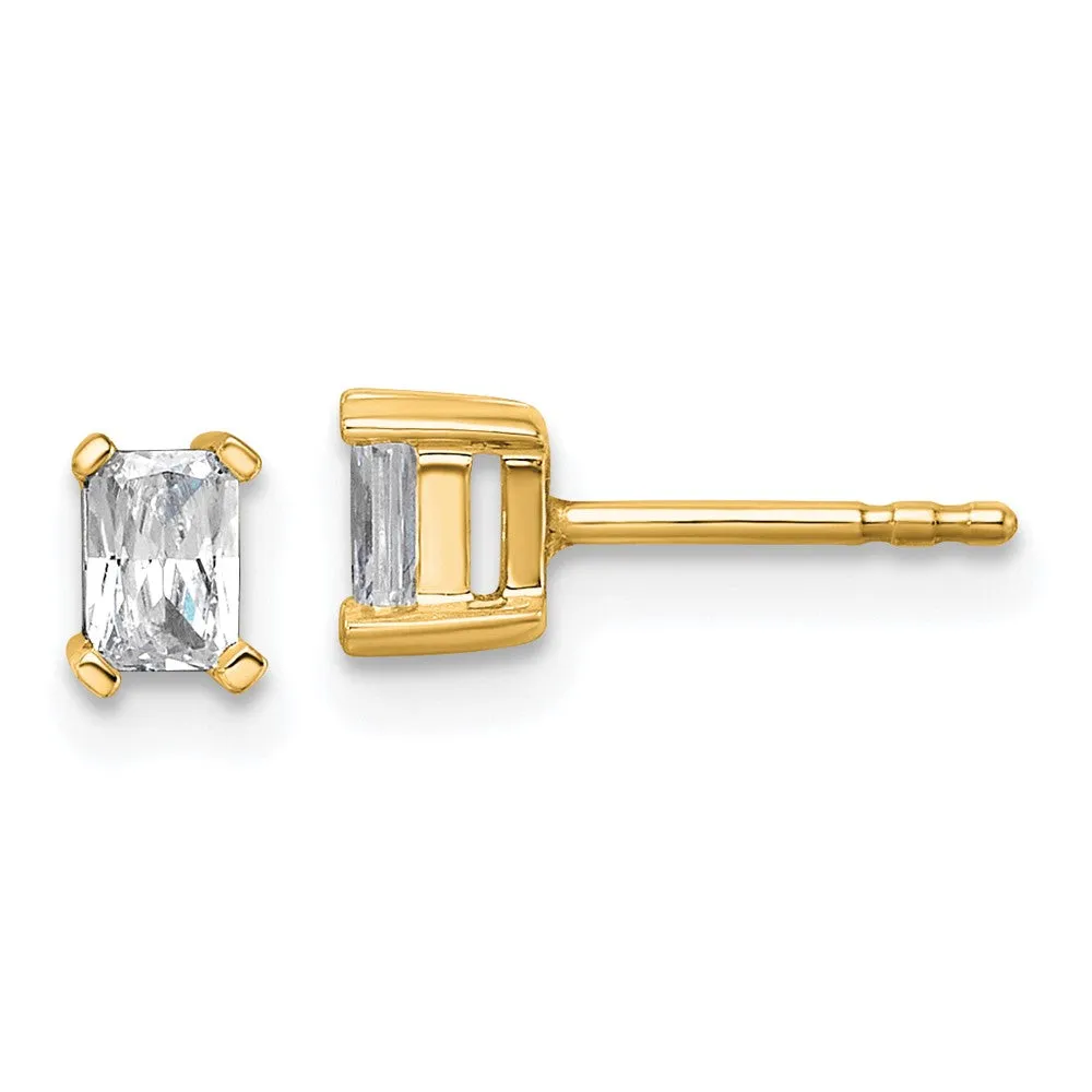14k Gold 1/2 ct Radiant Lab Grown Diamond Stud Earrings VS Clarity, D-E Color