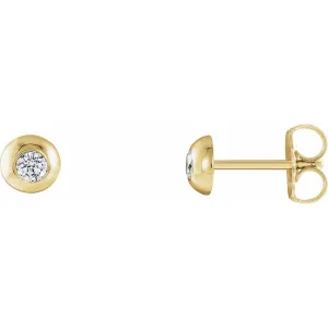 14K Gold 1/3ct Lab-Grown Diamond Domed Stud Earrings Clarity SI, Color G-H