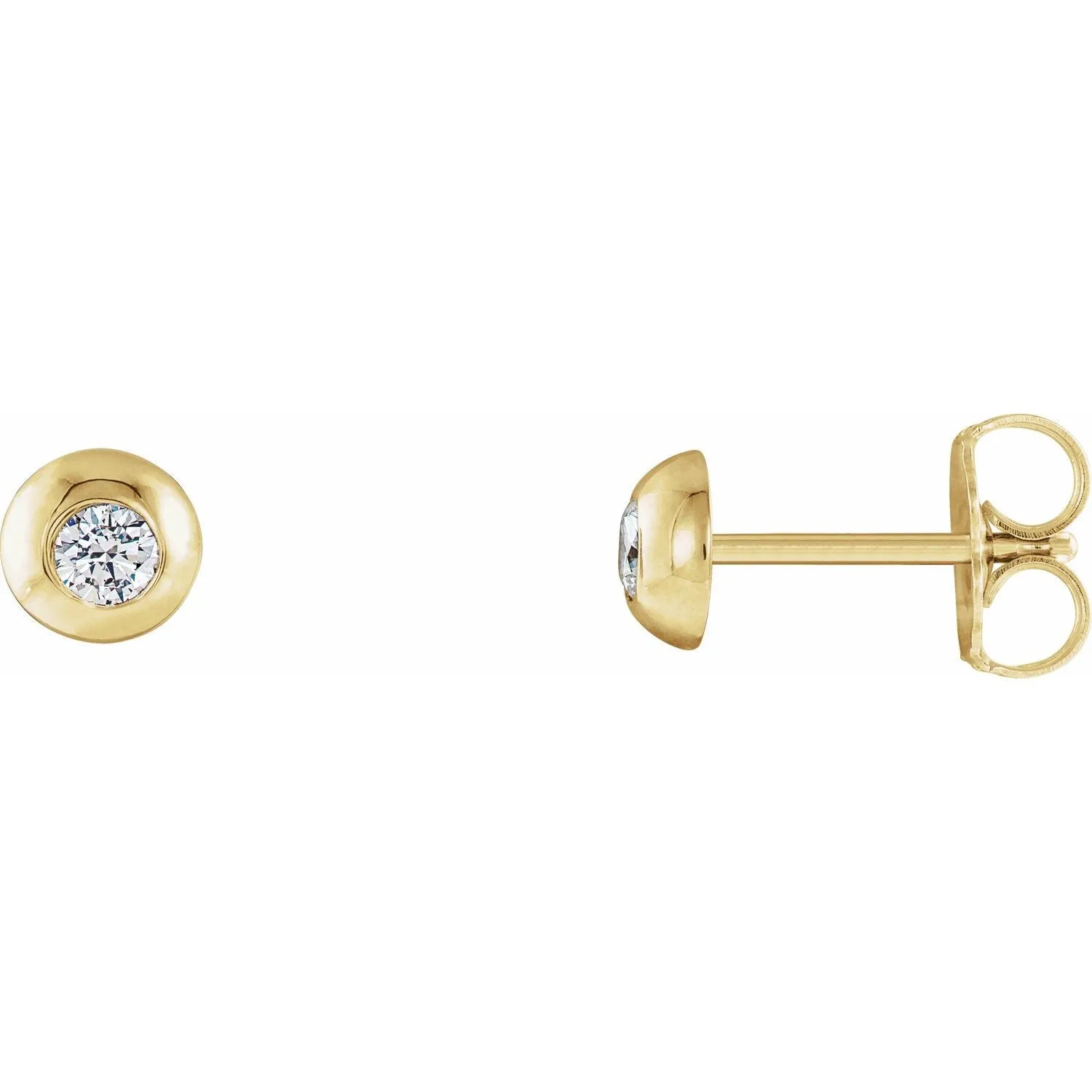 14K Gold 1/3ct Lab-Grown Diamond Domed Stud Earrings Clarity SI, Color G-H