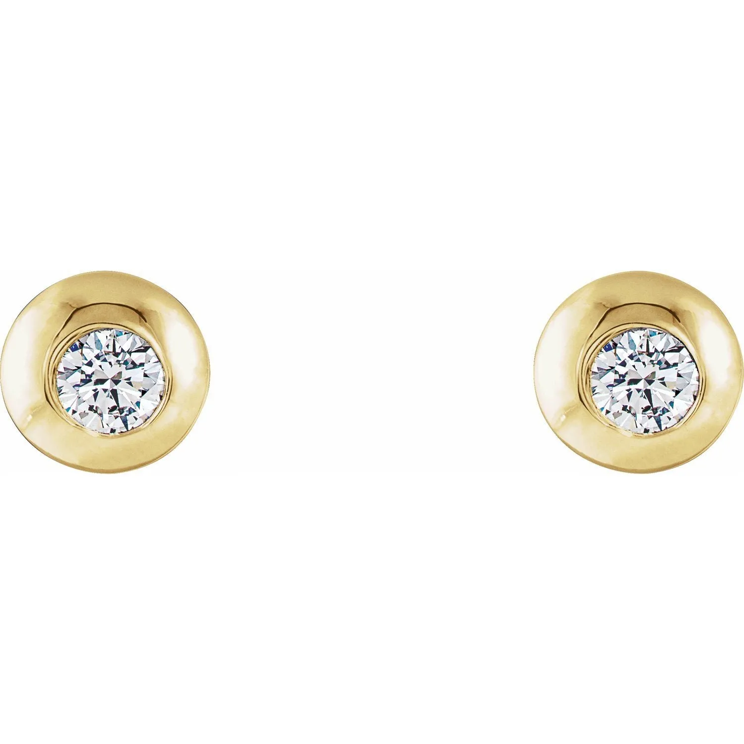 14K Gold 1/3ct Lab-Grown Diamond Domed Stud Earrings Clarity SI, Color G-H