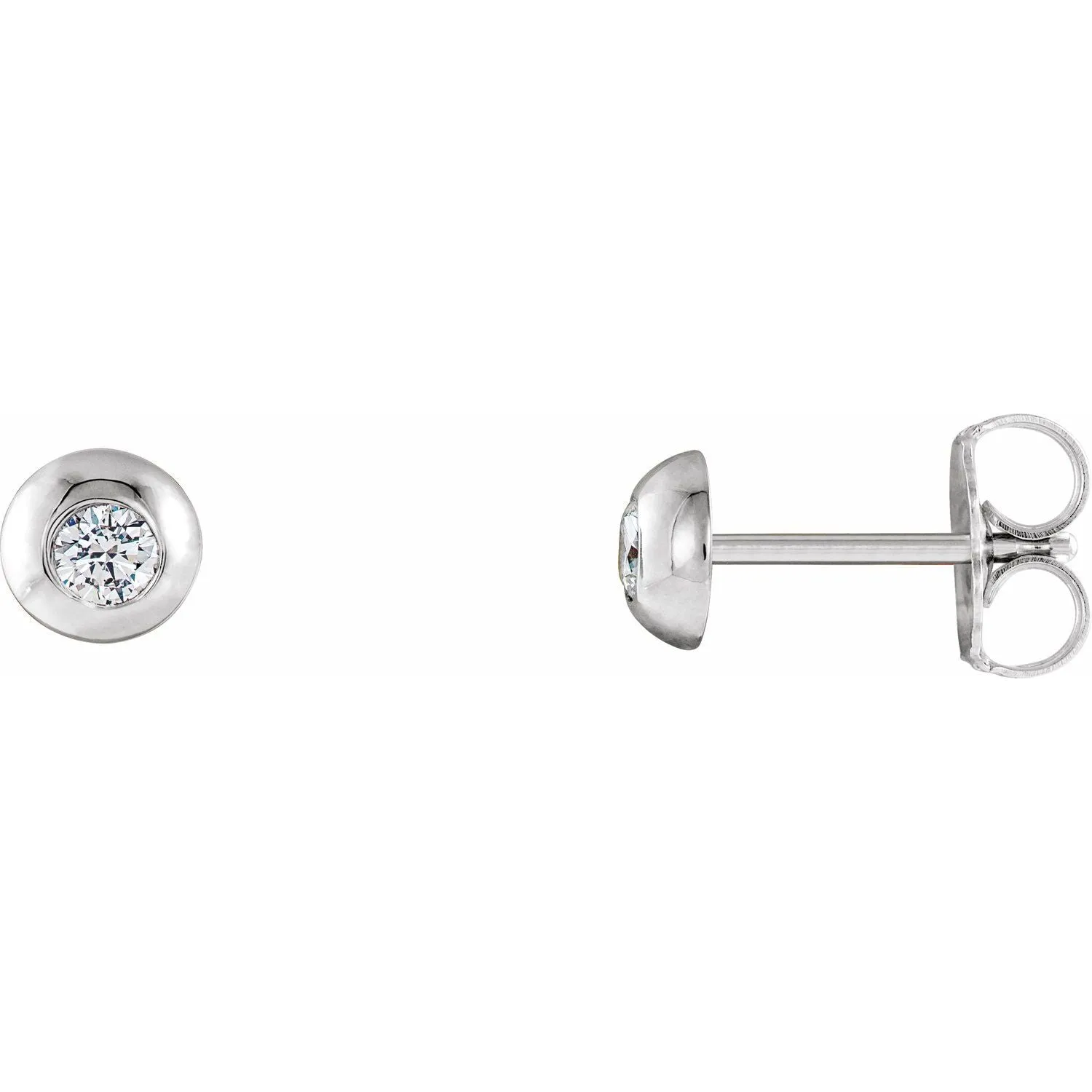 14K Gold 1/3ct Lab-Grown Diamond Domed Stud Earrings Clarity SI, Color G-H