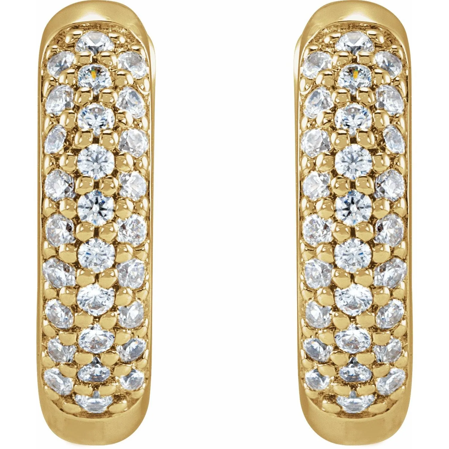 14K Gold 1/4ct Lab-Grown Diamond 12 mm Hinged Hoop Earrings Clarity SI, Color G-H