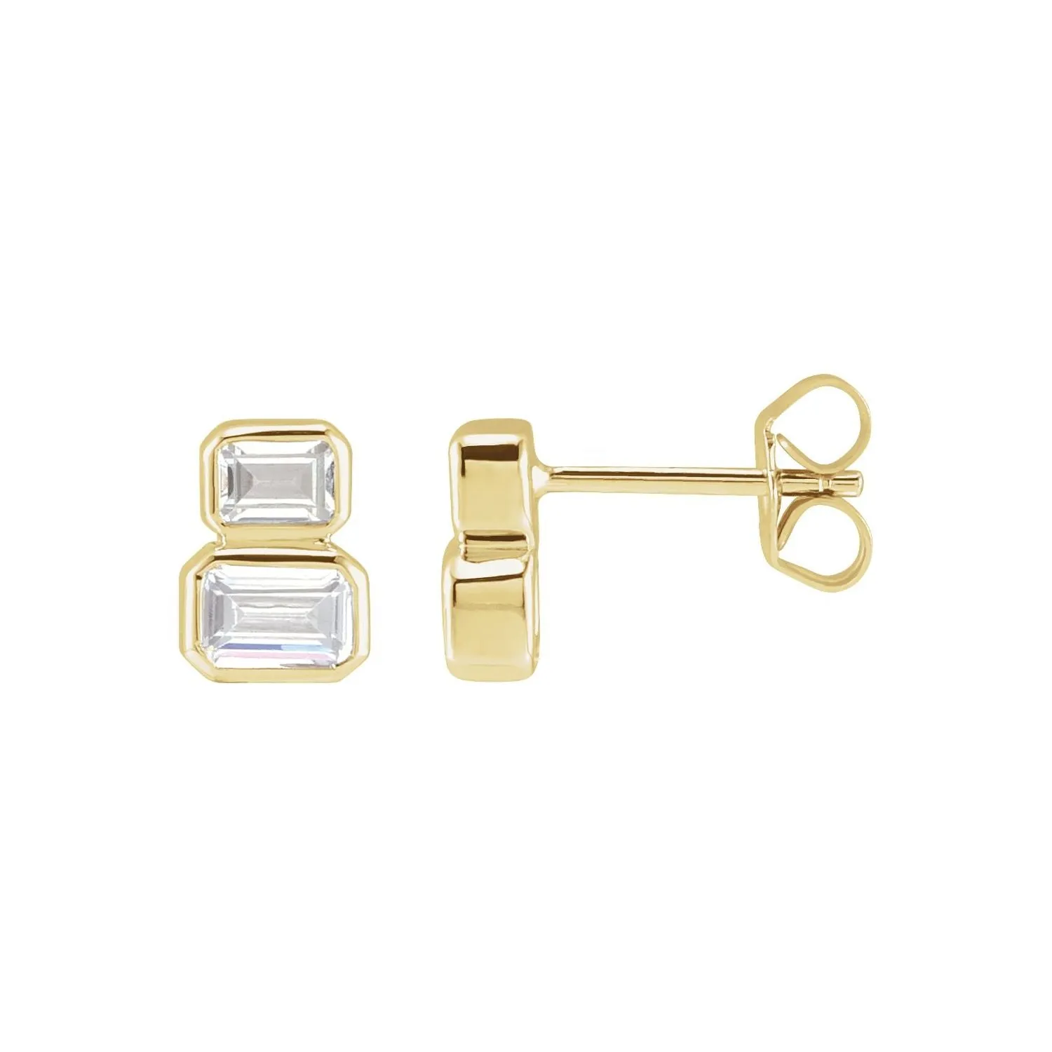 14K Gold 1ct Lab-Grown Diamond Two-Stone Stud Earrings Clarity SI, Color G-H