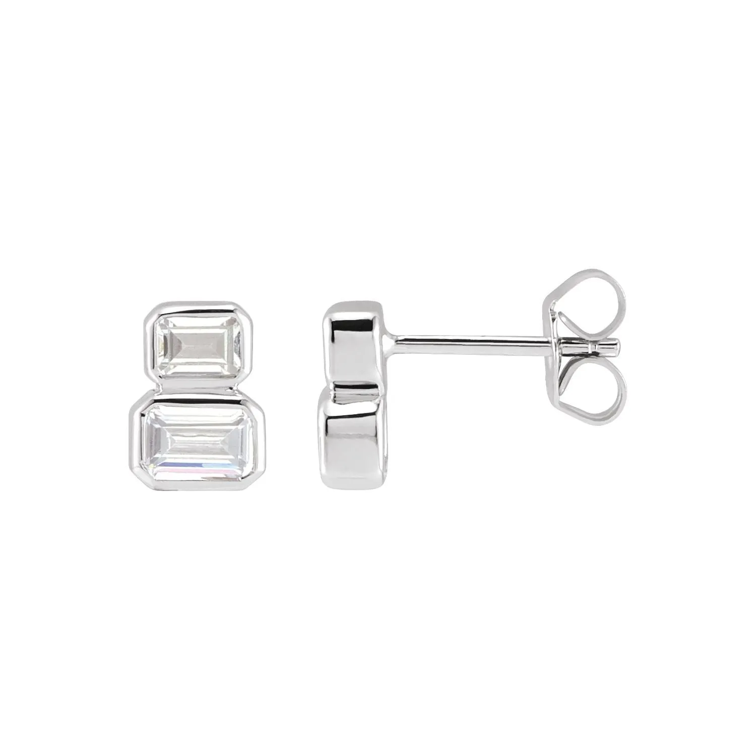 14K Gold 1ct Lab-Grown Diamond Two-Stone Stud Earrings Clarity SI, Color G-H