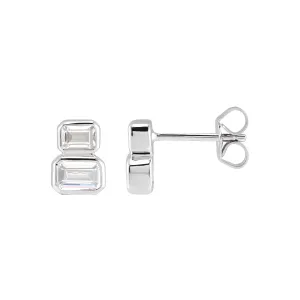 14K Gold 1ct Lab-Grown Diamond Two-Stone Stud Earrings Clarity SI, Color G-H