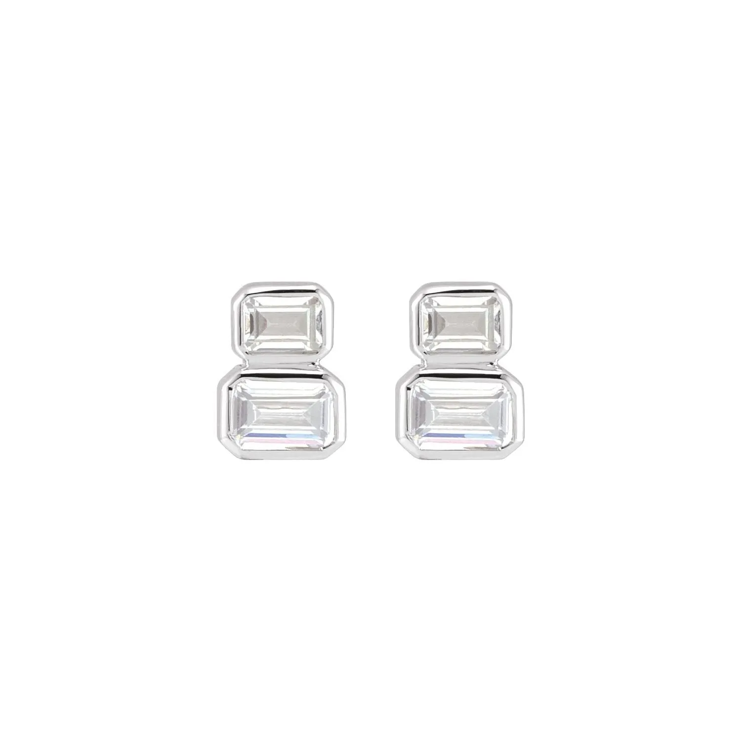 14K Gold 1ct Lab-Grown Diamond Two-Stone Stud Earrings Clarity SI, Color G-H