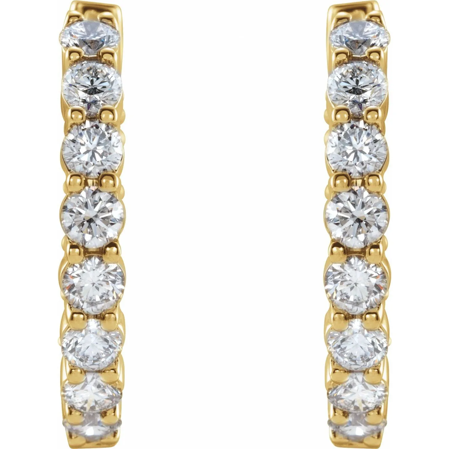 14K Gold 2ct Lab-Grown Diamond Inside-Outside Hinged Hoop Earrings Clarity VS, Color F-G