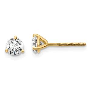 14k Gold 3/4 ct Round Lab Grown Diamond Stud Earrings Screw Back VS Clarity, D-E Color