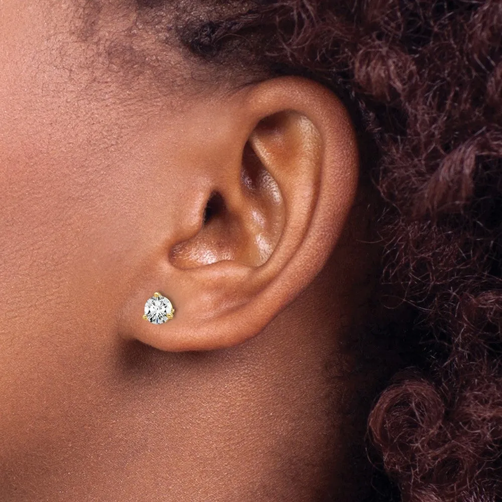 14k Gold 3/4 ct Round Lab Grown Diamond Stud Earrings Screw Back VS Clarity, D-E Color