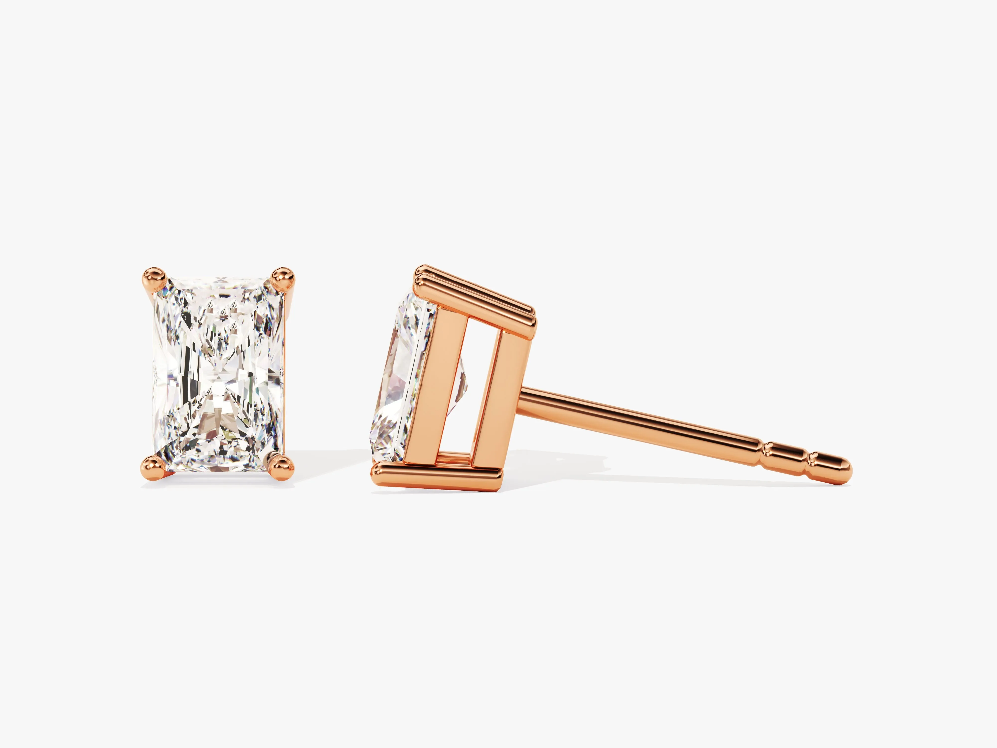 14k Gold Radiant Cut Moissanite Stud Earrings (1.00 ct tw)