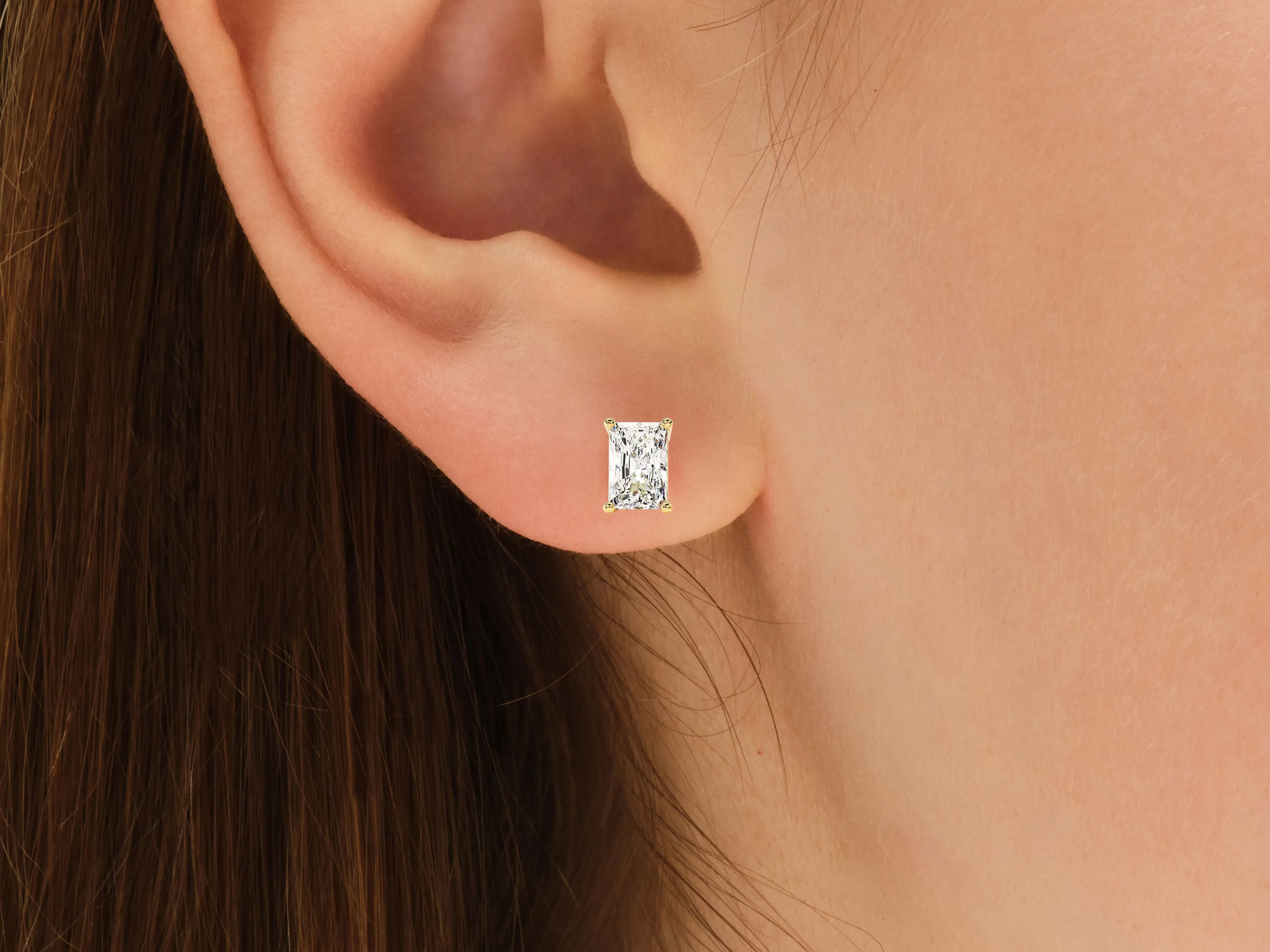 14k Gold Radiant Cut Moissanite Stud Earrings (1.00 ct tw)