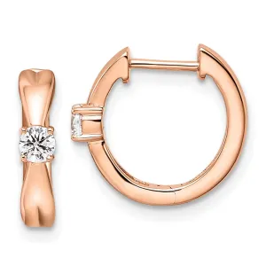 14K Rose Gold 1/5 ct Lab Grown Diamond Hinged Hoop Earrings VS Clarity, G-H Color
