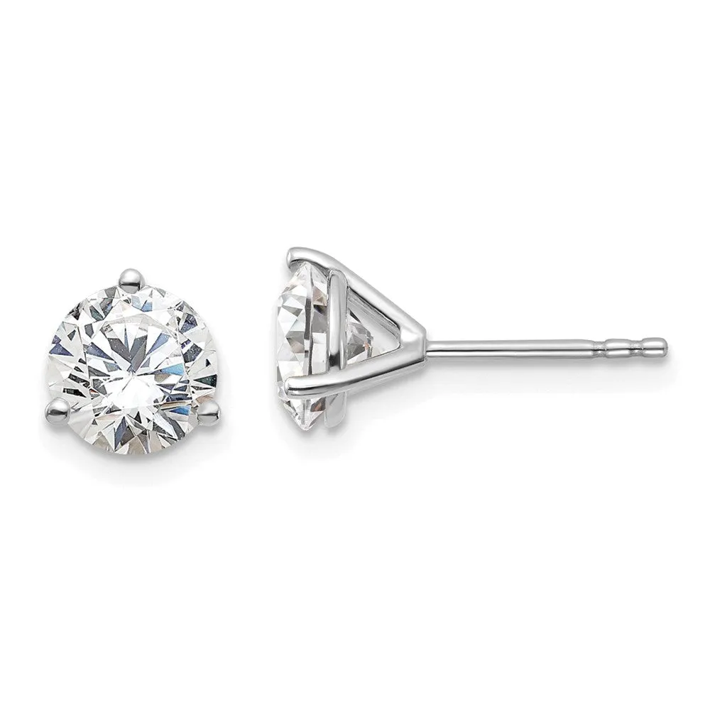 14k White Gold 1 3/4 ct Round Lab Grown Diamond Stud Earrings VS Clarity, D-E Color