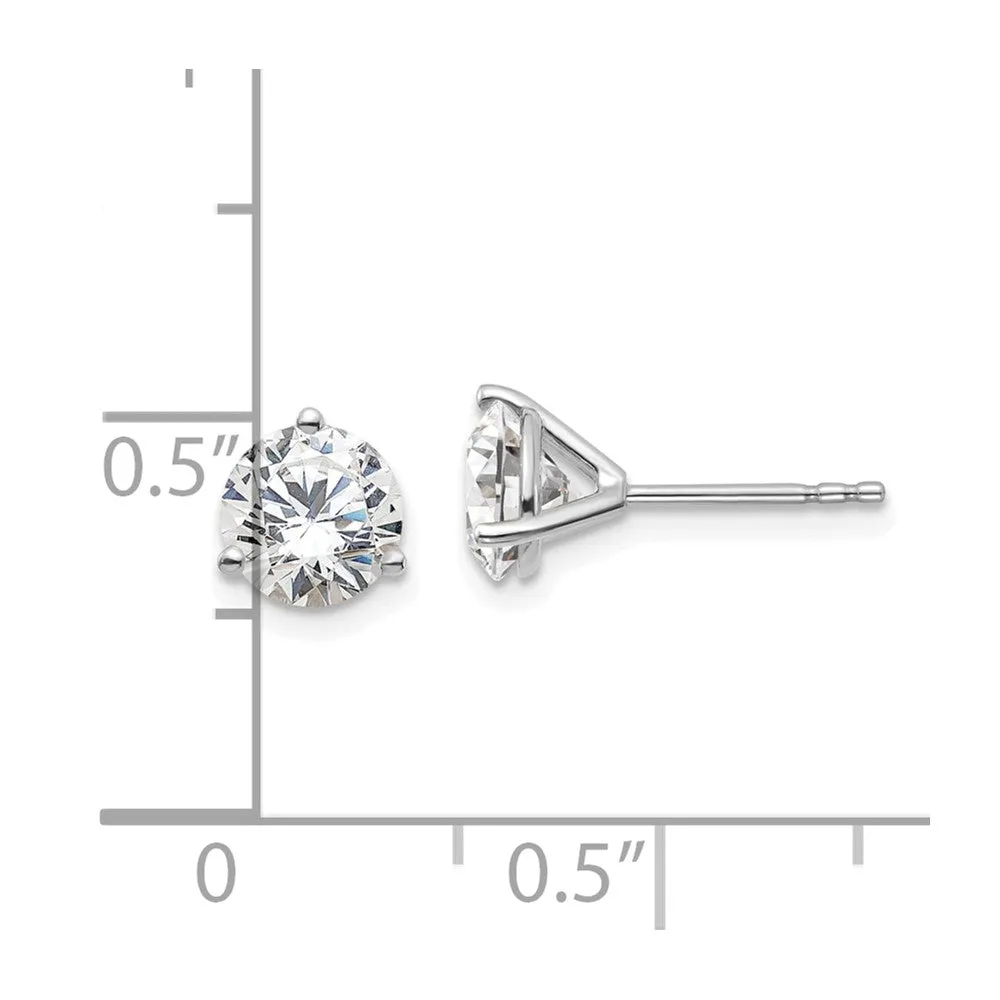 14k White Gold 1 3/4 ct Round Lab Grown Diamond Stud Earrings VS Clarity, D-E Color