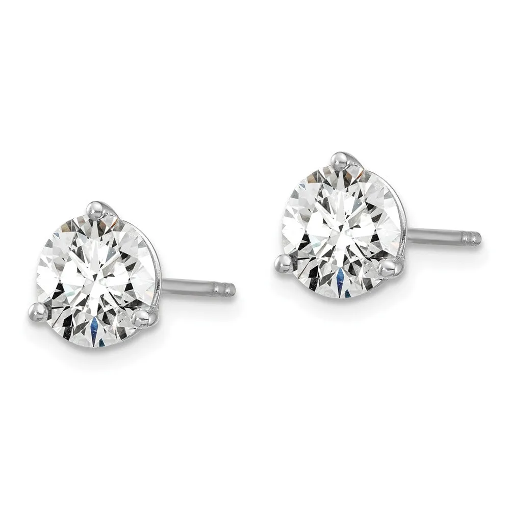 14k White Gold 1 3/4 ct Round Lab Grown Diamond Stud Earrings VS Clarity, D-E Color