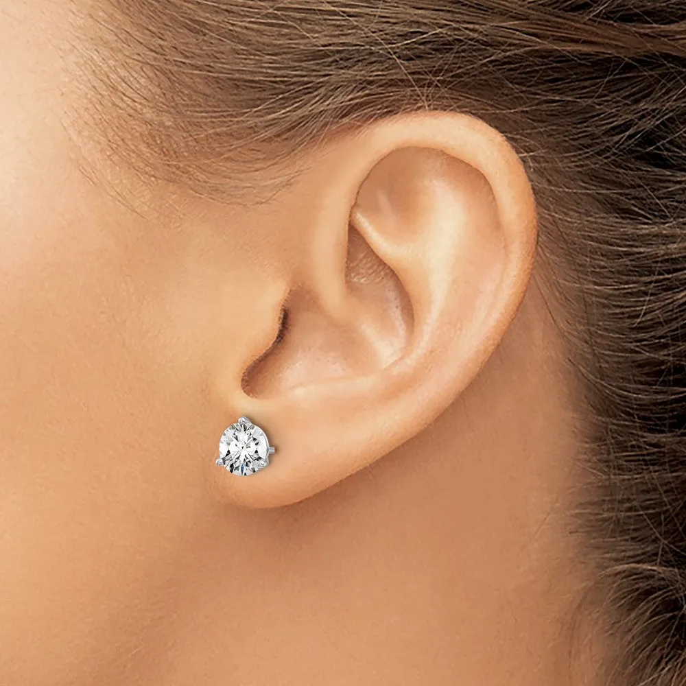 14k White Gold 1 3/4 ct Round Lab Grown Diamond Stud Earrings VS Clarity, D-E Color