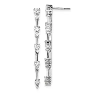 14K White Gold 1 ct Lab Grown Diamond Dangle Earrings VS Clarity, G-H Color