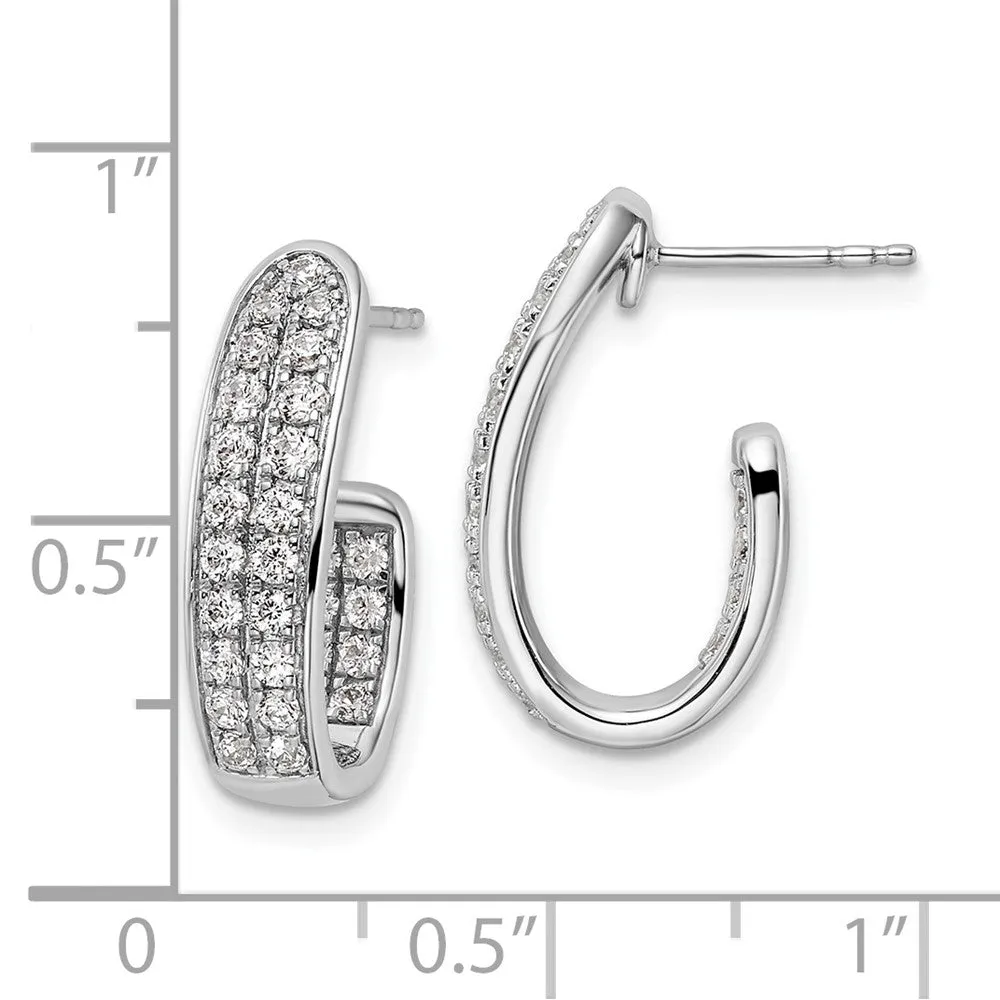 14K White Gold 1 ct Lab Grown Diamond In and Out J- Hoop Earrings VS Clarity, G-H Color