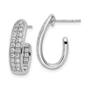14K White Gold 1 ct Lab Grown Diamond In and Out J- Hoop Earrings VS Clarity, G-H Color