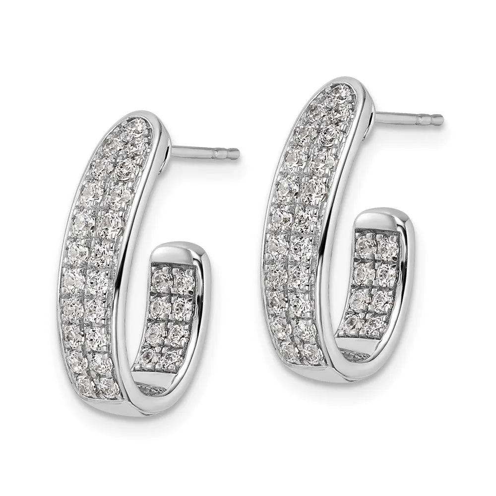 14K White Gold 1 ct Lab Grown Diamond In and Out J- Hoop Earrings VS Clarity, G-H Color