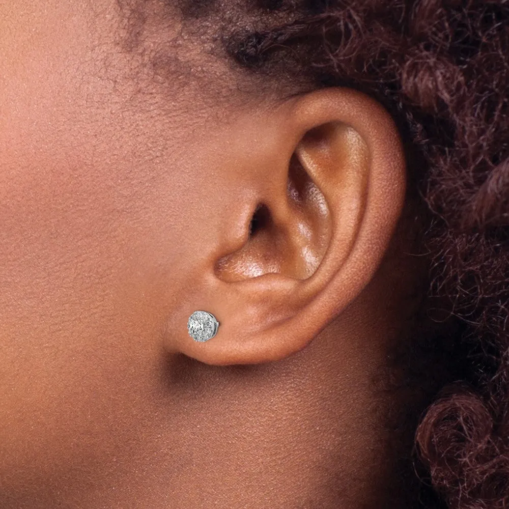 14K White Gold 1/2 ct Lab Grown Diamond Round Halo Stud Earrings VS Clarity, G-H Color