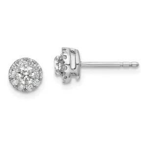 14K White Gold 1/2 ct Lab Grown Diamond Round Halo Stud Earrings VS Clarity, G-H Color