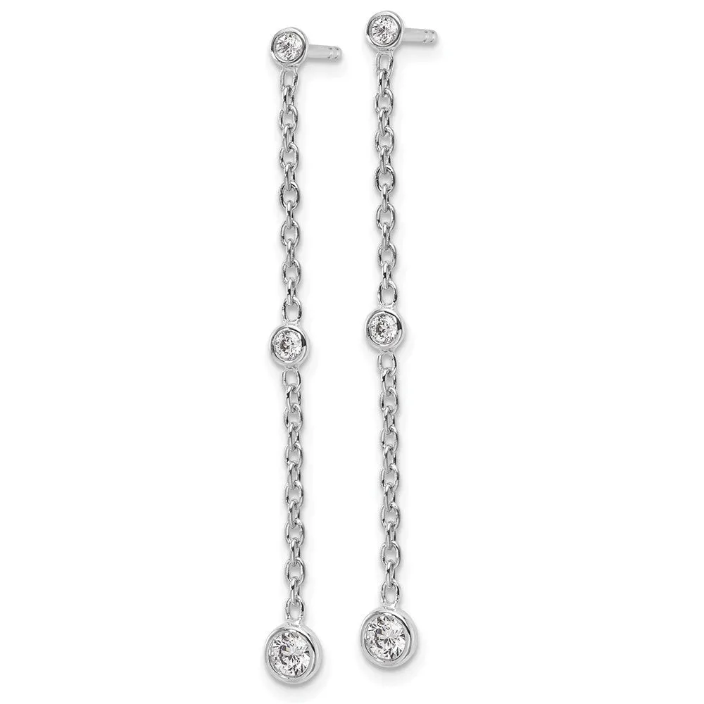 14K White Gold 1/3 ct Lab Grown Diamond Graduated Dangle Earrings VS Clarity, D-E Color
