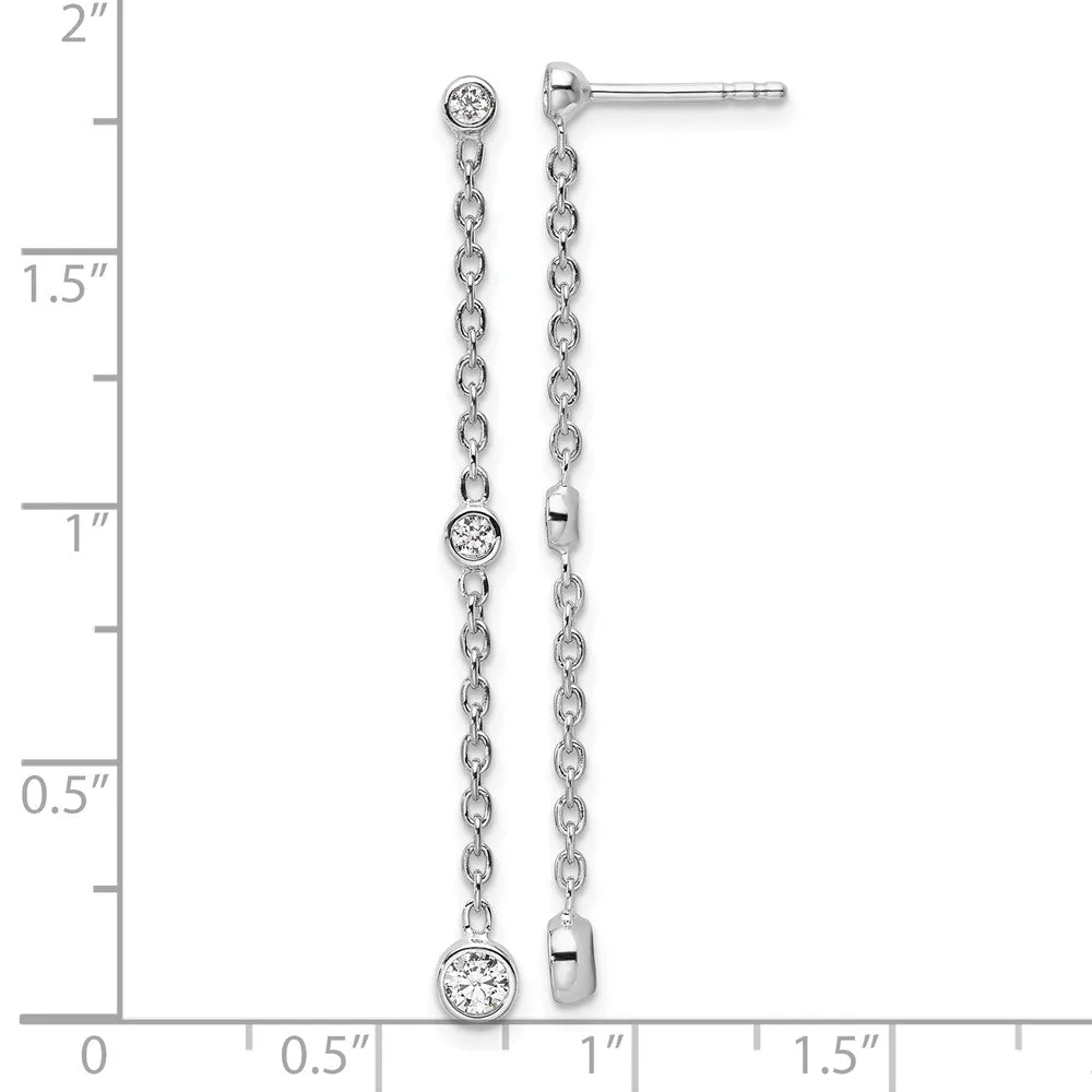 14K White Gold 1/3 ct Lab Grown Diamond Graduated Dangle Earrings VS Clarity, D-E Color