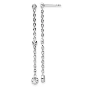 14K White Gold 1/3 ct Lab Grown Diamond Graduated Dangle Earrings VS Clarity, D-E Color