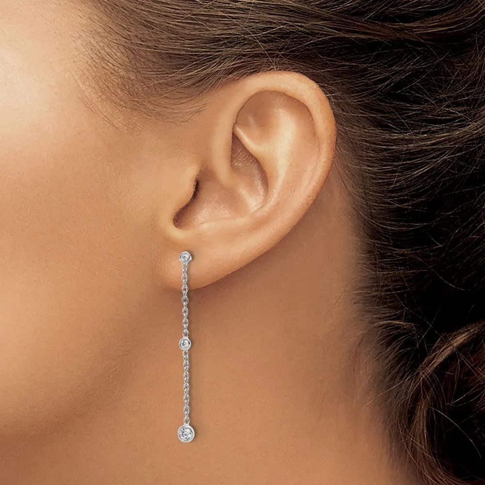 14K White Gold 1/3 ct Lab Grown Diamond Graduated Dangle Earrings VS Clarity, D-E Color