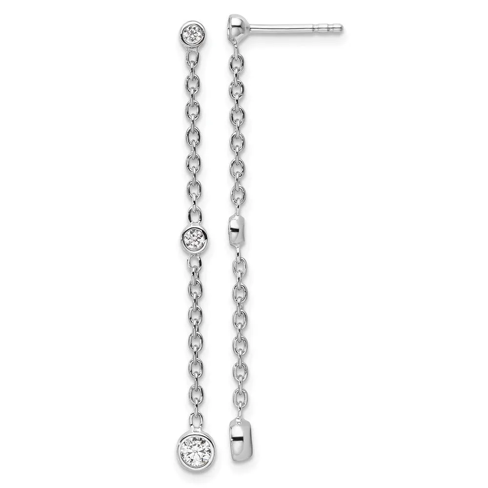 14K White Gold 1/3 ct Lab Grown Diamond Graduated Dangle Earrings VS Clarity, D-E Color