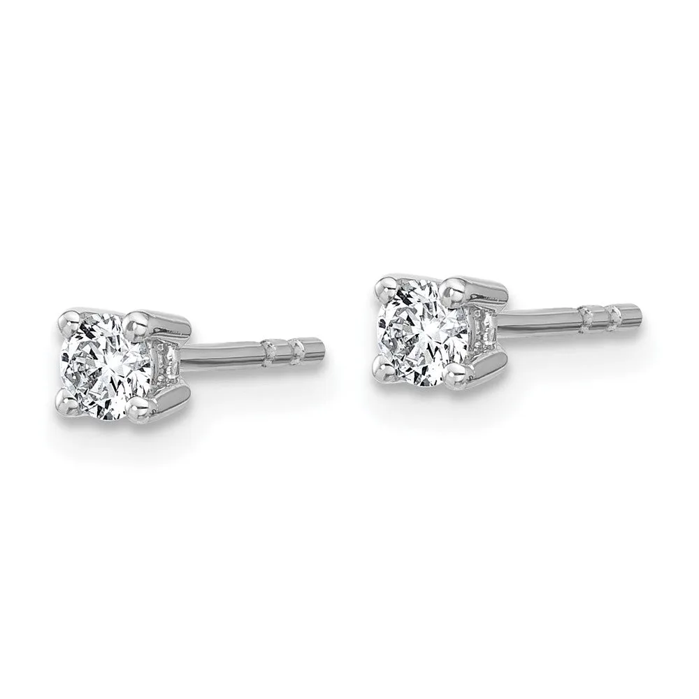 14k White Gold 1/4 ct Round Lab Grown Diamond Stud Earrings VS Clarity, G-H Color