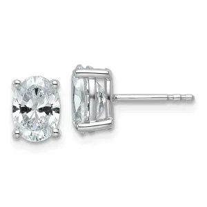14k White Gold 2 ct Oval Lab Grown Diamond Stud Earrings VS Clarity, D-E Color