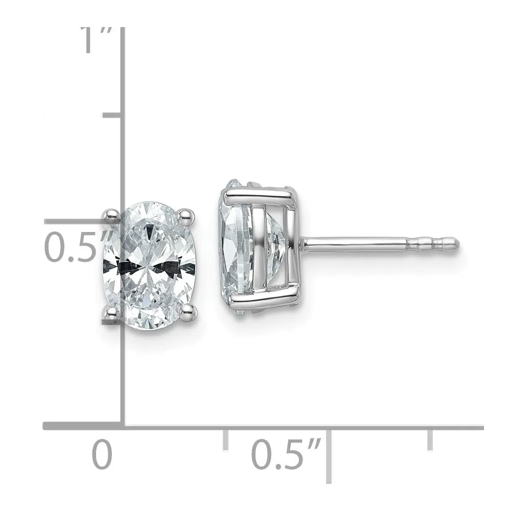 14k White Gold 2 ct Oval Lab Grown Diamond Stud Earrings VS Clarity, D-E Color