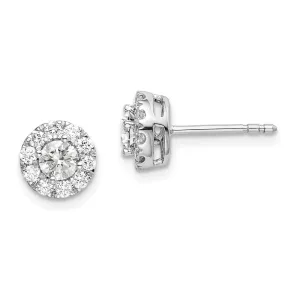 14K White Gold 3/4 ct Lab Grown Diamond Round Halo Stud Earrings VS Clarity, G-H Color