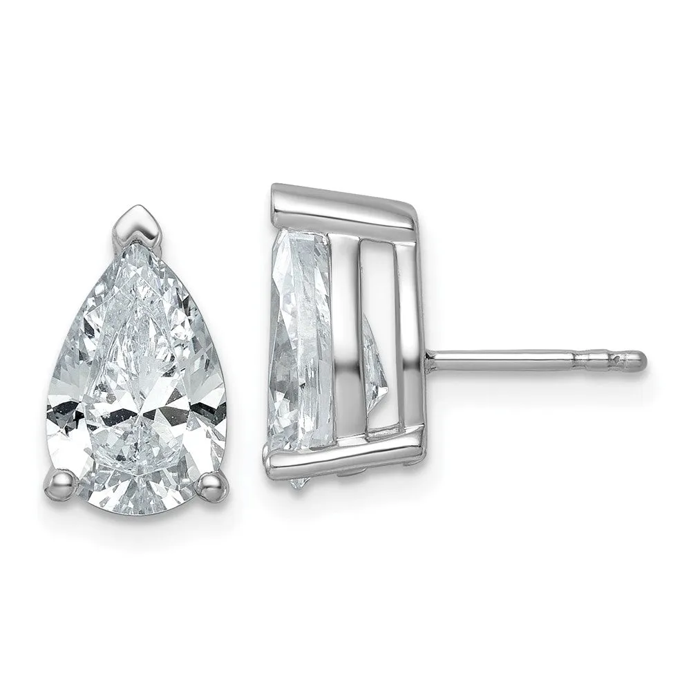 14k White Gold 5 ct Pear Lab Grown Diamond Stud Earrings VS Clarity, G-H Color